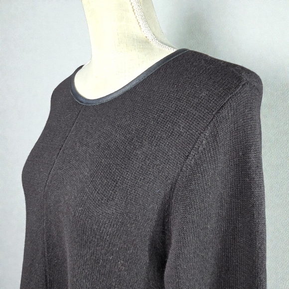 Stella Carakasi Black Tunic Sweater Assymetrical Hem Leather Back Size Small - Picture 14 of 16